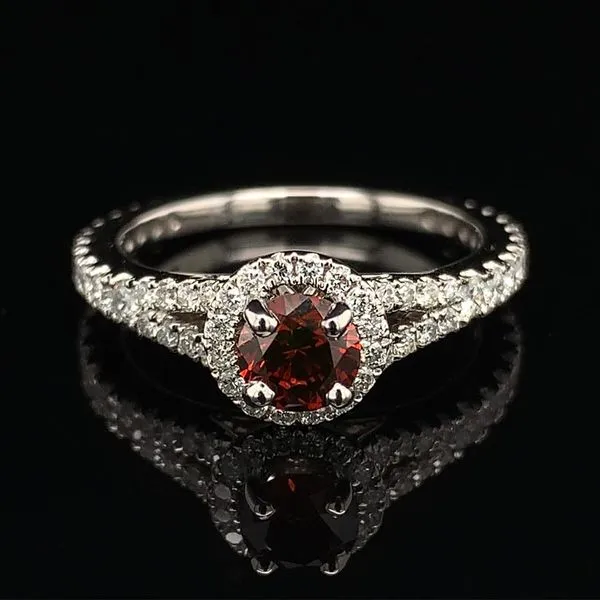 Brilliant Cut Enhanced Red Diamond Halo Fashion Ring Geralds Jewelry Oak Harbor, WA