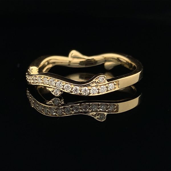 Yellow Gold and Diamond Stackable Branch Style Band Image 2 Geralds Jewelry Oak Harbor, WA