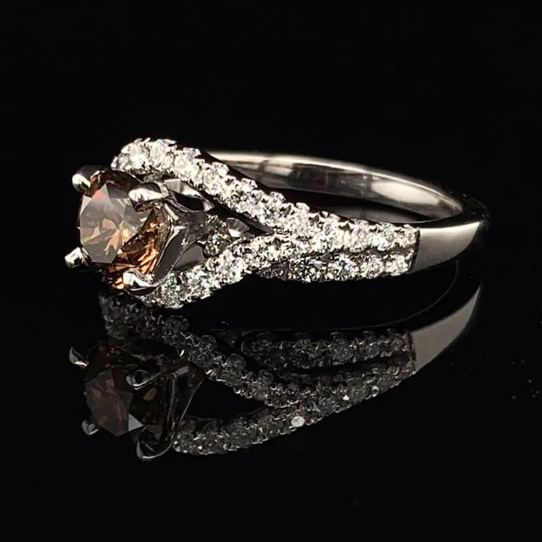 Diamond Fashion Ring with Cognac Colored Diamond Center Stone Image 2 Geralds Jewelry Oak Harbor, WA