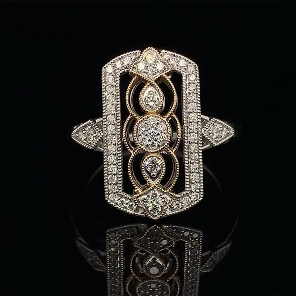 Vintage Style Diamond and Two Tone White And Yellow Gold Ring Geralds Jewelry Oak Harbor, WA