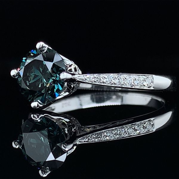 Blue/Green Hearts And Arrows And White Diamond Ring Image 2 Geralds Jewelry Oak Harbor, WA