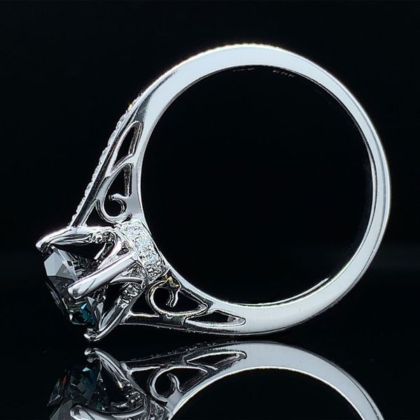 Blue/Green Hearts And Arrows And White Diamond Ring Image 3 Geralds Jewelry Oak Harbor, WA