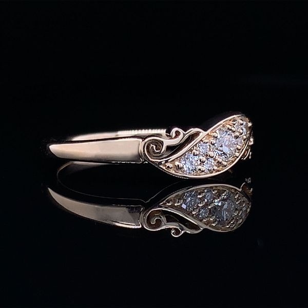 Custom Hearts And Arrows Diamond Bypass Ring With Scrolling Accents Image 2 Geralds Jewelry Oak Harbor, WA