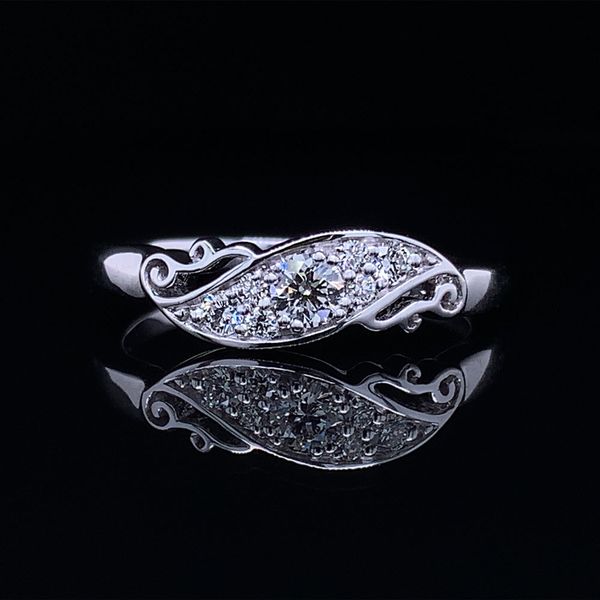 Custom Hearts And Arrows Diamond Bypass Ring With Scrolling Accents Geralds Jewelry Oak Harbor, WA