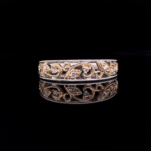 Two Tone Gold Milgrain Filigree Diamond Ring Geralds Jewelry Oak Harbor, WA