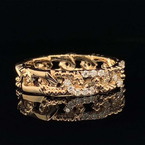 Yellow Gold and Diamond Chain Link Style Fashion Ring Image 2 Geralds Jewelry Oak Harbor, WA