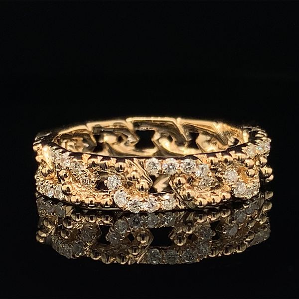 Yellow Gold and Diamond Chain Link Style Fashion Ring Geralds Jewelry Oak Harbor, WA