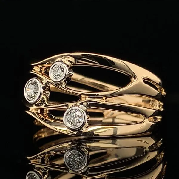 Yellow Gold Waves And Diamond Fashion Ring Image 2 Geralds Jewelry Oak Harbor, WA