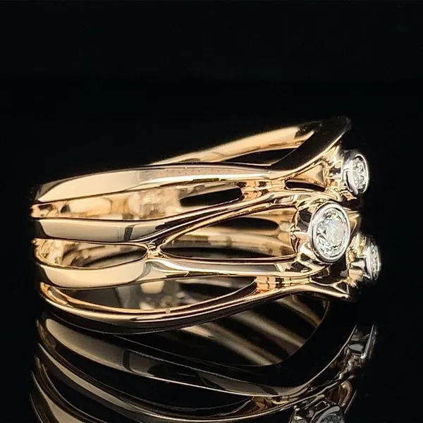 Yellow Gold Waves And Diamond Fashion Ring Image 3 Geralds Jewelry Oak Harbor, WA