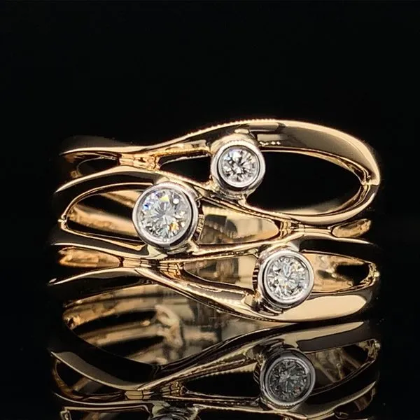 Yellow Gold Waves And Diamond Fashion Ring Geralds Jewelry Oak Harbor, WA