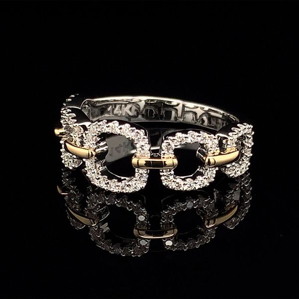 Two Tone Gold Negative Space Diamond Link Fashion Ring Image 2 Geralds Jewelry Oak Harbor, WA