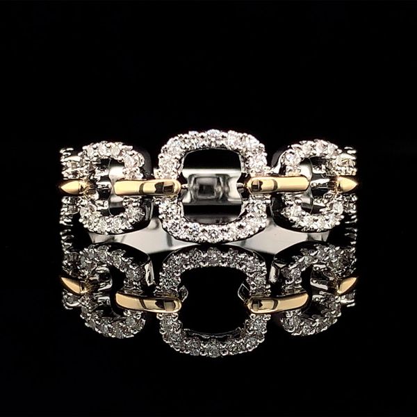 Two Tone Gold Negative Space Diamond Link Fashion Ring Geralds Jewelry Oak Harbor, WA
