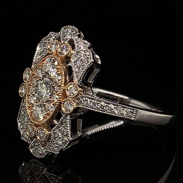 Two Tone Gold Vintage Style Diamond Fashion Ring Image 2 Geralds Jewelry Oak Harbor, WA