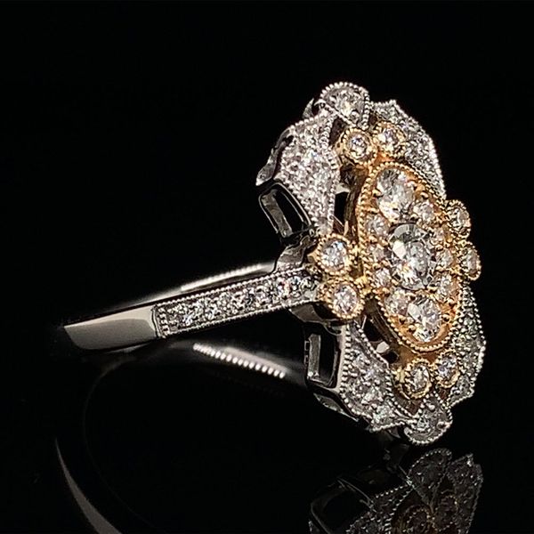 Two Tone Gold Vintage Style Diamond Fashion Ring Image 3 Geralds Jewelry Oak Harbor, WA