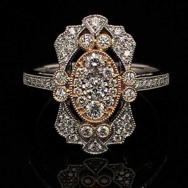 Two Tone Gold Vintage Style Diamond Fashion Ring Geralds Jewelry Oak Harbor, WA