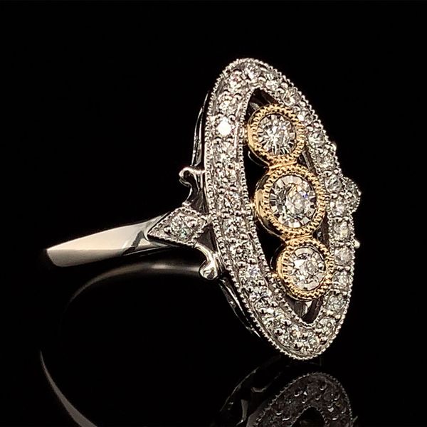 Two Tone Gold Vintage Style Diamond Ring Image 2 Geralds Jewelry Oak Harbor, WA
