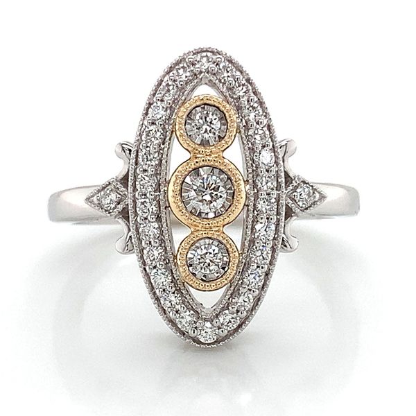 Two Tone Gold Vintage Style Diamond Ring Image 4 Geralds Jewelry Oak Harbor, WA