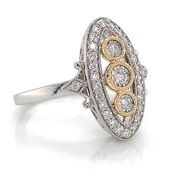 Two Tone Gold Vintage Style Diamond Ring Image 5 Geralds Jewelry Oak Harbor, WA