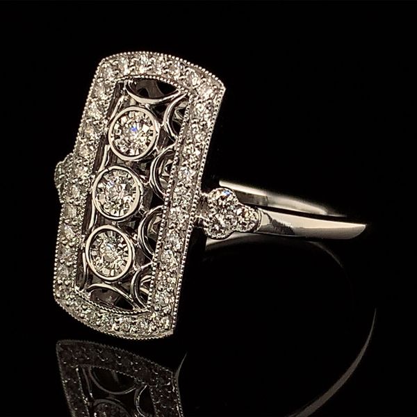 Vintage Style Framed Three Stone Diamond Ring Image 3 Geralds Jewelry Oak Harbor, WA