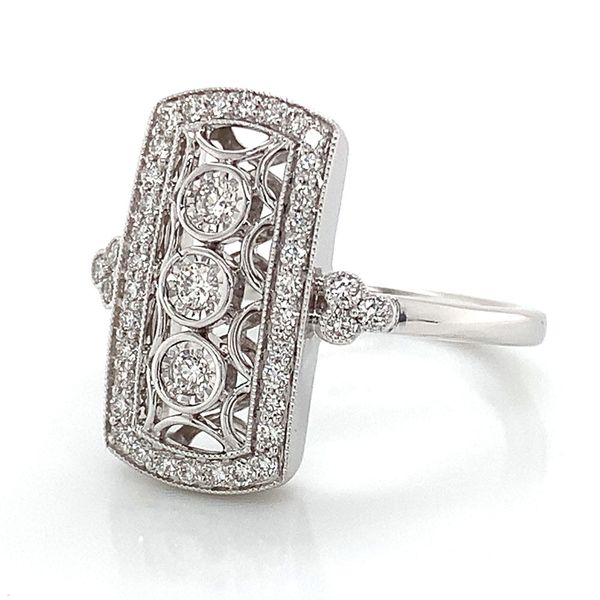 Vintage Style Framed Three Stone Diamond Ring Image 5 Geralds Jewelry Oak Harbor, WA