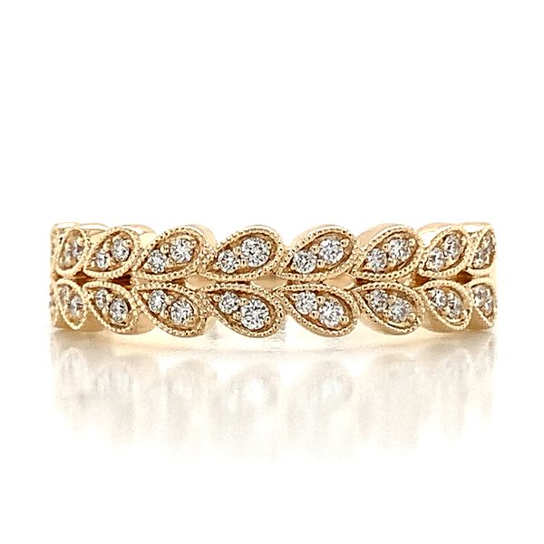 Milgrain Yellow Gold and Double Row Diamond Ring Image 4 Geralds Jewelry Oak Harbor, WA