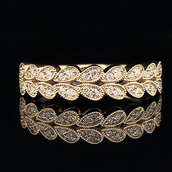 Milgrain Yellow Gold and Double Row Diamond Ring Geralds Jewelry Oak Harbor, WA