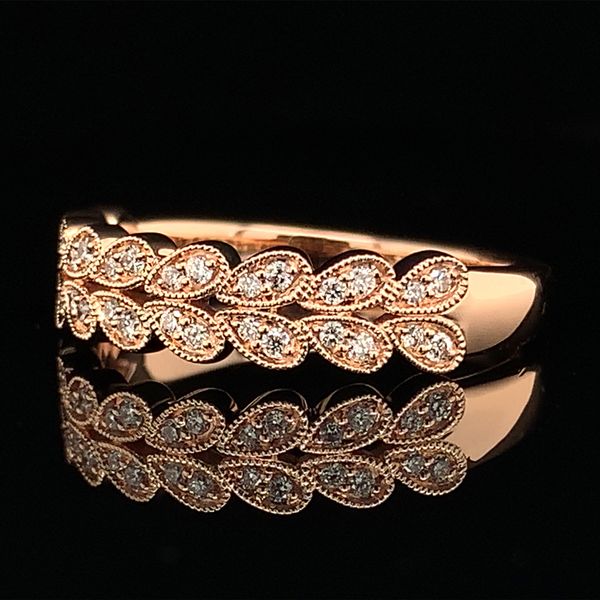 Milgrain Rose Gold and Double Row Diamond Ring Image 2 Geralds Jewelry Oak Harbor, WA