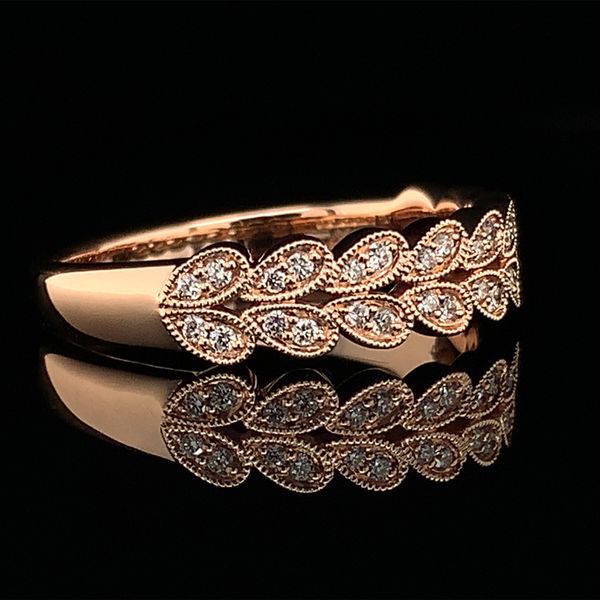 Milgrain Rose Gold and Double Row Diamond Ring Image 3 Geralds Jewelry Oak Harbor, WA
