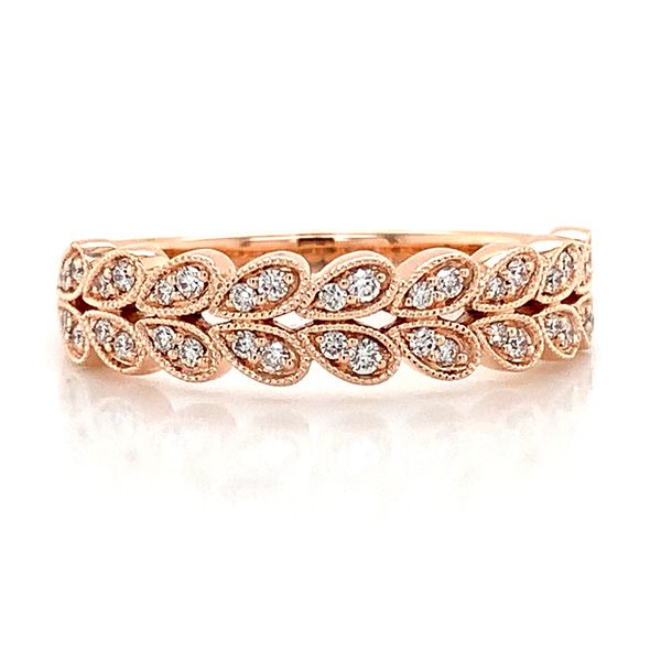 Milgrain Rose Gold and Double Row Diamond Ring Image 4 Geralds Jewelry Oak Harbor, WA