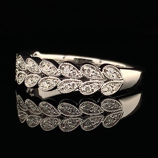 Milgrain White Gold and Double Row Diamond Ring Image 2 Geralds Jewelry Oak Harbor, WA