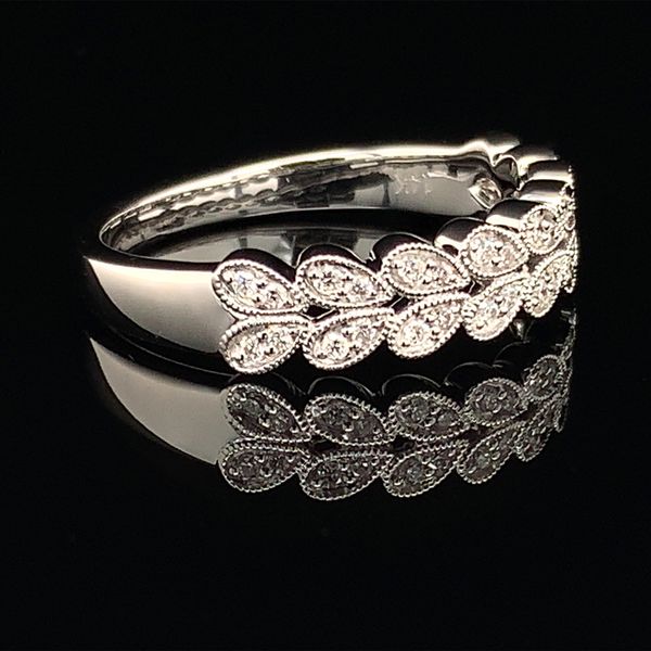 Milgrain White Gold and Double Row Diamond Ring Image 3 Geralds Jewelry Oak Harbor, WA