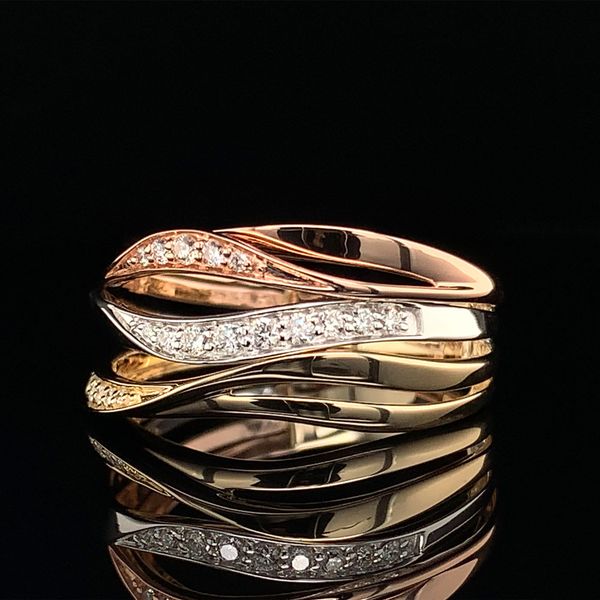 Tri Tone Gold and Diamond Fashion Ring Image 2 Geralds Jewelry Oak Harbor, WA