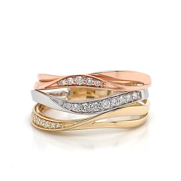 Tri Tone Gold and Diamond Fashion Ring Image 4 Geralds Jewelry Oak Harbor, WA