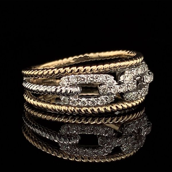 Two Tone Gold Negative Space Diamond Link Style Ring Image 3 Geralds Jewelry Oak Harbor, WA