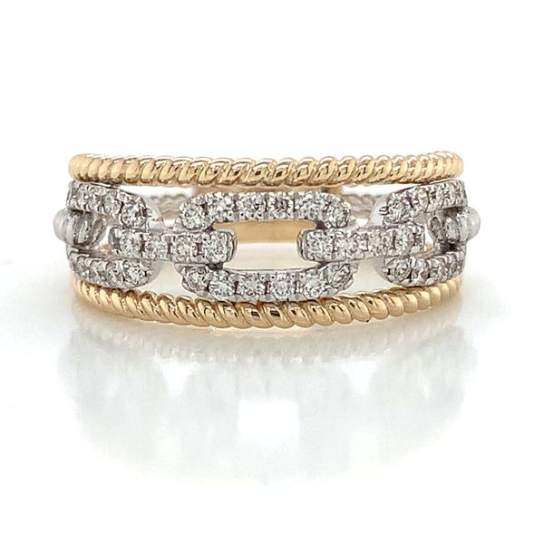 Two Tone Gold Negative Space Diamond Link Style Ring Image 4 Geralds Jewelry Oak Harbor, WA