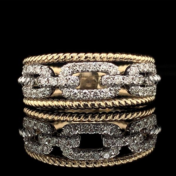 Two Tone Gold Negative Space Diamond Link Style Ring Geralds Jewelry Oak Harbor, WA