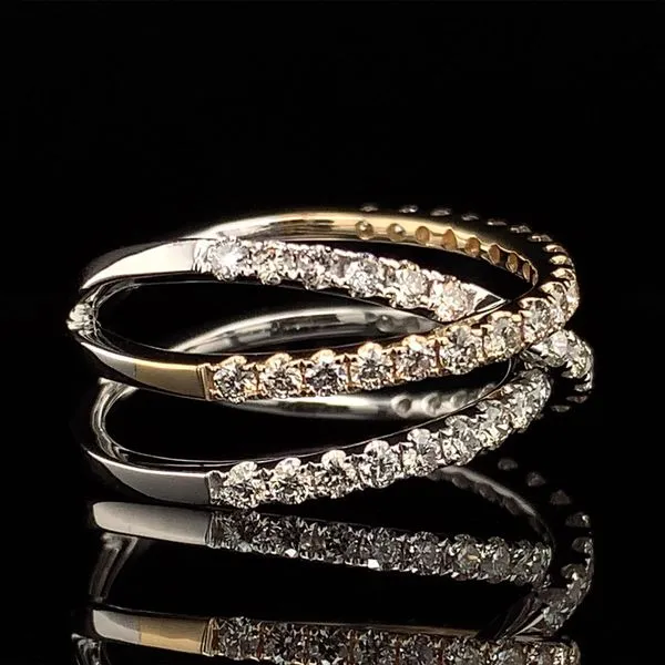 Two Tone Gold Negative Space Diamond Crossover Ring Image 3 Geralds Jewelry Oak Harbor, WA