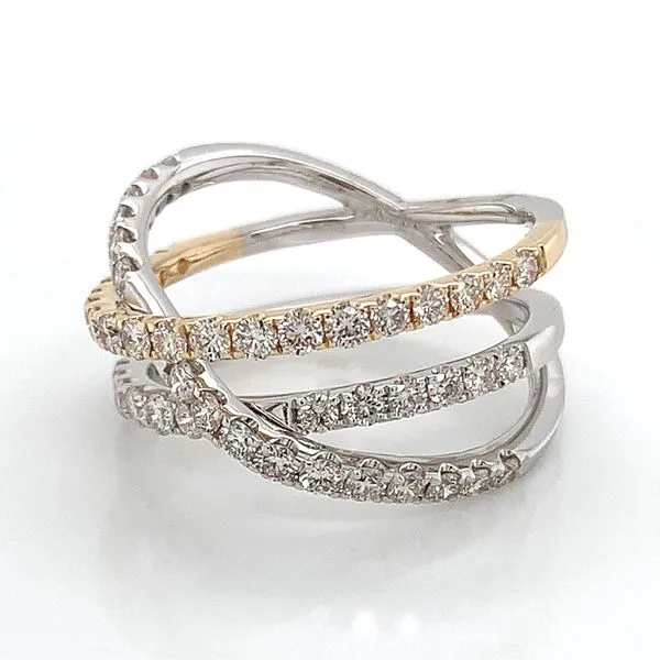 Two Tone Gold Negative Space Diamond Crossover Ring Image 5 Geralds Jewelry Oak Harbor, WA