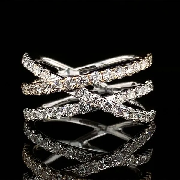 Two Tone Gold Negative Space Diamond Crossover Ring Geralds Jewelry Oak Harbor, WA
