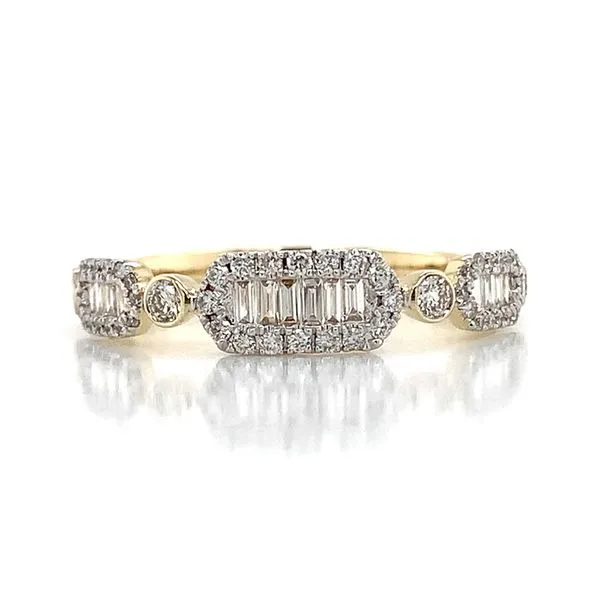 Two Tone Baguette And Round Diamond Fashion Ring Image 4 Geralds Jewelry Oak Harbor, WA