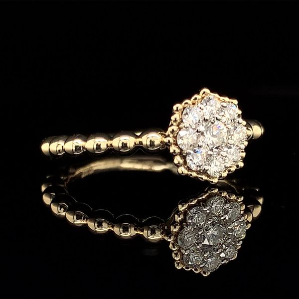 Beaded Yellow Gold Cluster Style Diamond Fashion Ring Image 2 Geralds Jewelry Oak Harbor, WA
