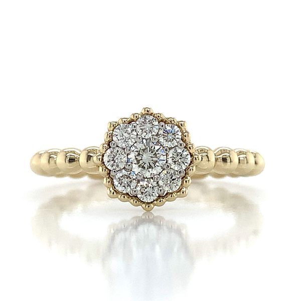 Beaded Yellow Gold Cluster Style Diamond Fashion Ring Image 4 Geralds Jewelry Oak Harbor, WA