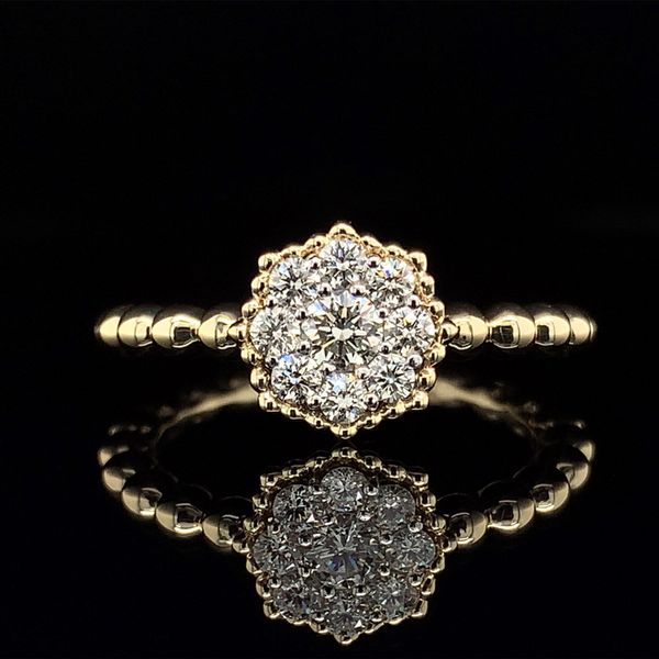 Beaded Yellow Gold Cluster Style Diamond Fashion Ring Geralds Jewelry Oak Harbor, WA