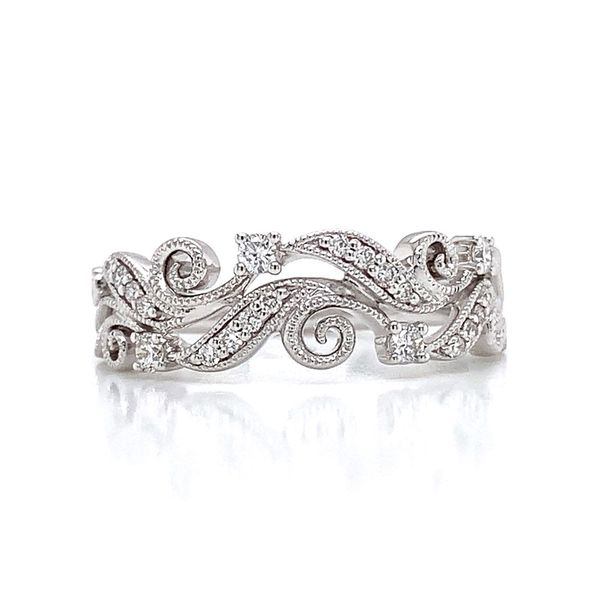 White Gold Filigree Diamond Ring Image 4 Geralds Jewelry Oak Harbor, WA
