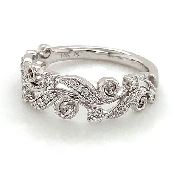 White Gold Filigree Diamond Ring Image 5 Geralds Jewelry Oak Harbor, WA