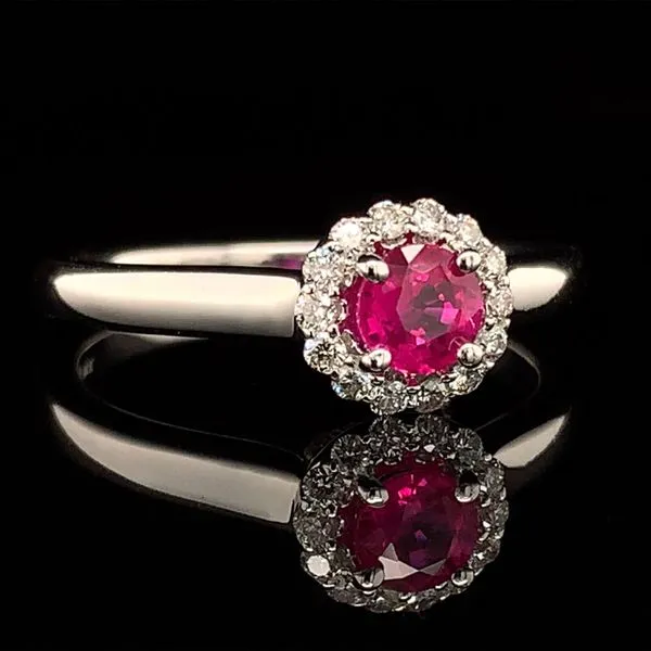 Ruby And Diamond Halo Ring Image 2 Geralds Jewelry Oak Harbor, WA