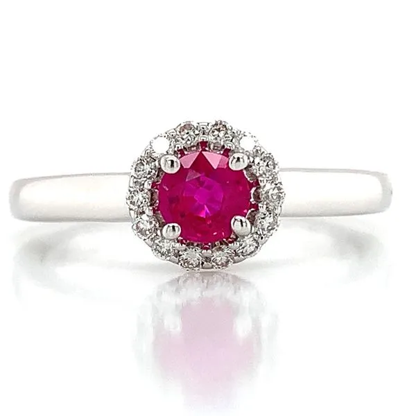 Ruby And Diamond Halo Ring Image 4 Geralds Jewelry Oak Harbor, WA