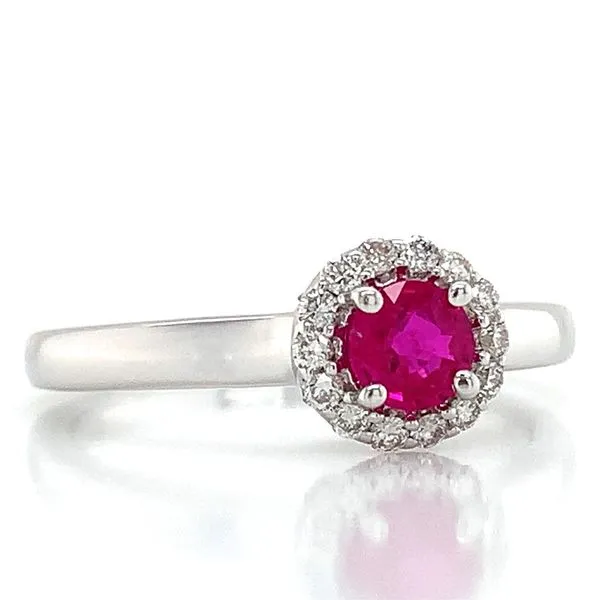 Ruby And Diamond Halo Ring Image 5 Geralds Jewelry Oak Harbor, WA