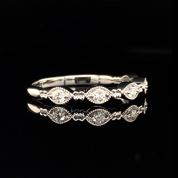 Stackable Milgrain White Gold and Diamond Ring Image 2 Geralds Jewelry Oak Harbor, WA