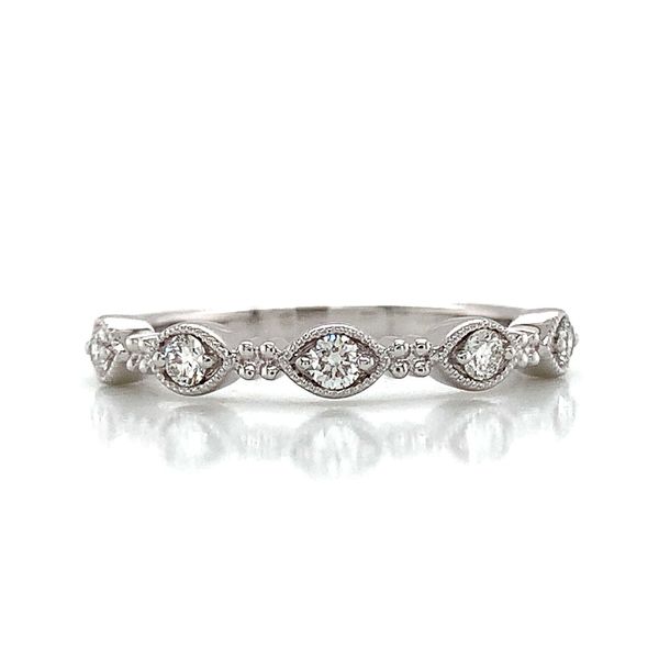 Stackable Milgrain White Gold and Diamond Ring Image 4 Geralds Jewelry Oak Harbor, WA